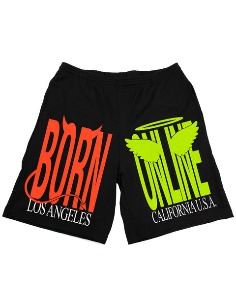 Born X Raised + Online Ceramics "Angel and Devil" - Mesh Shorts