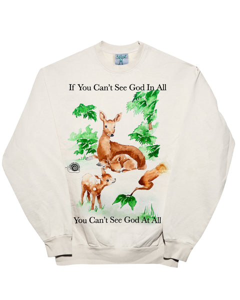 Deer In The Forest - Cement Crewneck (12oz Fleece)