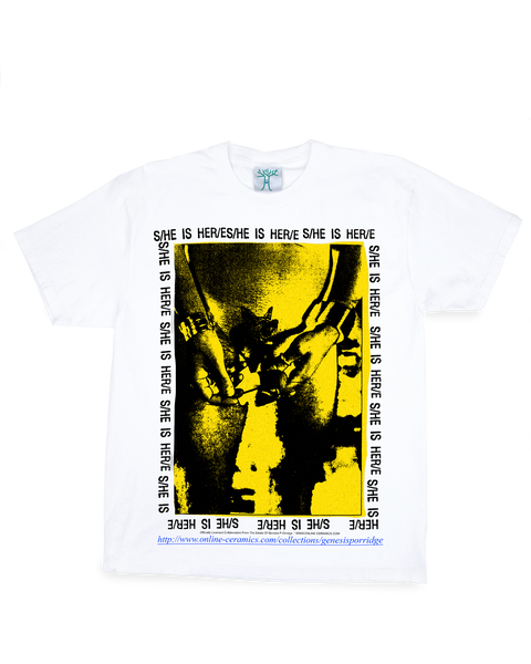 Genesis P-Orridge "S/he Is He/re" - White Tee