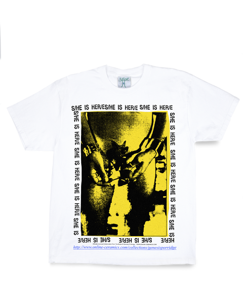 Genesis P-Orridge "S/he Is He/re" - White Tee