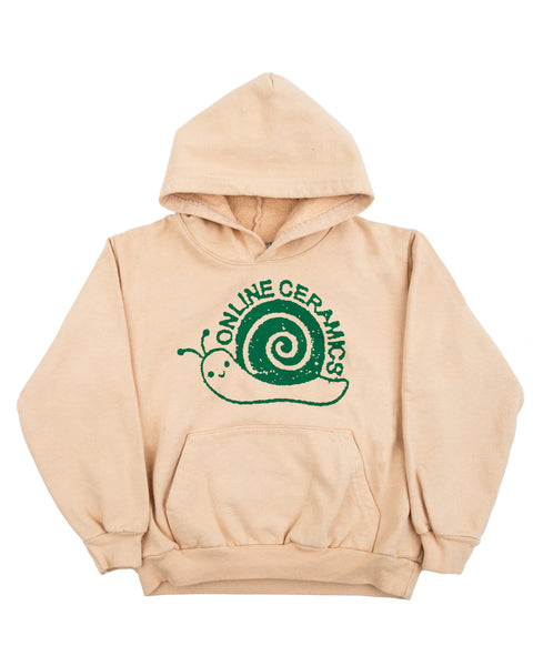 Snail Logo - Kids Tan Hoodie (14oz Heavy Fleece)