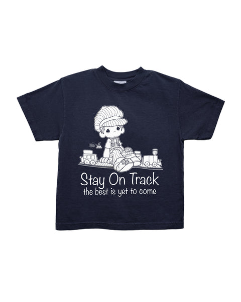 Precious Moments "Stay On Track" - Kids Navy Tee