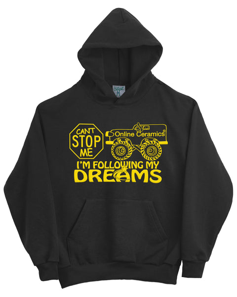 Following My Dreams - Off-Black Hoodie (14oz Heavy Fleece)