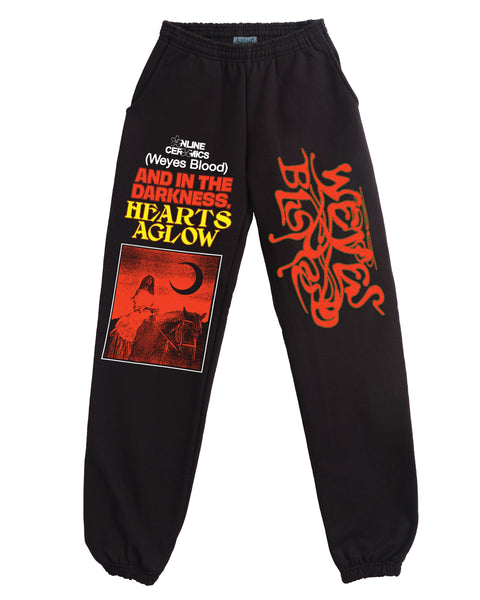 Hearts Aglow - Black Sweatpants (14oz Heavy Fleece)