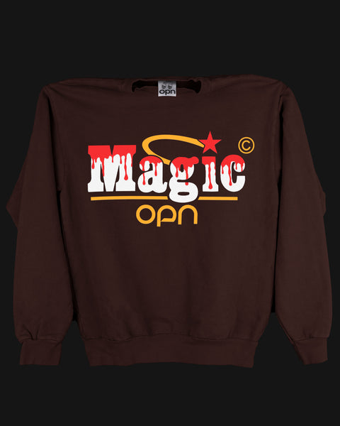 Magic Blood Logo - Brown 14oz Heavy Weight Crewneck Sweatshirt