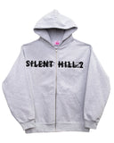 Silent Hill 2 Embroidery Logo - Heather Grey Zip-Up Fleece Hoodie