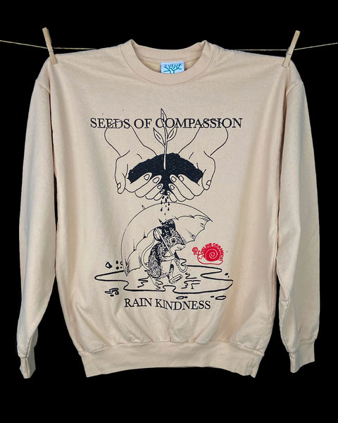 Raining Kindness - Tan (14oz heavy fleece, Made in LA)