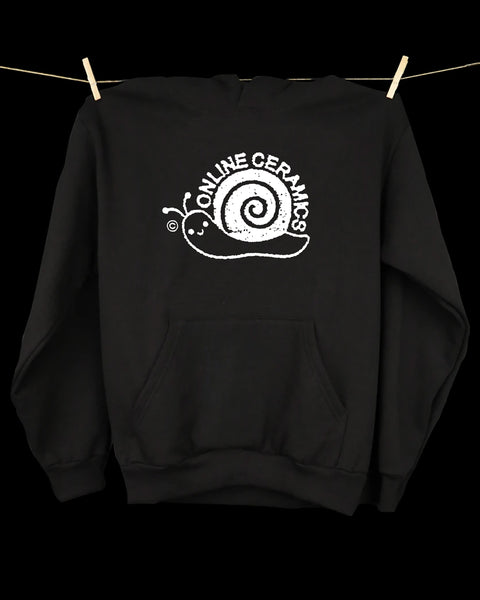 Snail Logo Hoodie - Black (14 oz heavy fleece, made in LA)