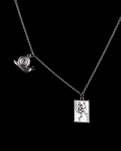 The Snail and The Joker Pendant Necklace - 925 Sterling Silver, Comes with Sterling Silver Chain